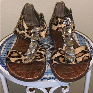 Sam Edelman animal print calf hair sandals 8.5M